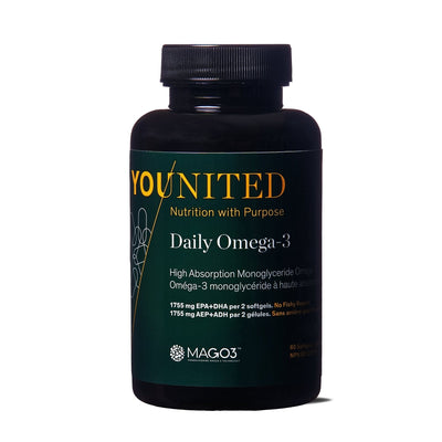 Younited Wellness Daily Omega-3 Premium MAG-O3 monoglyceride form fish oil